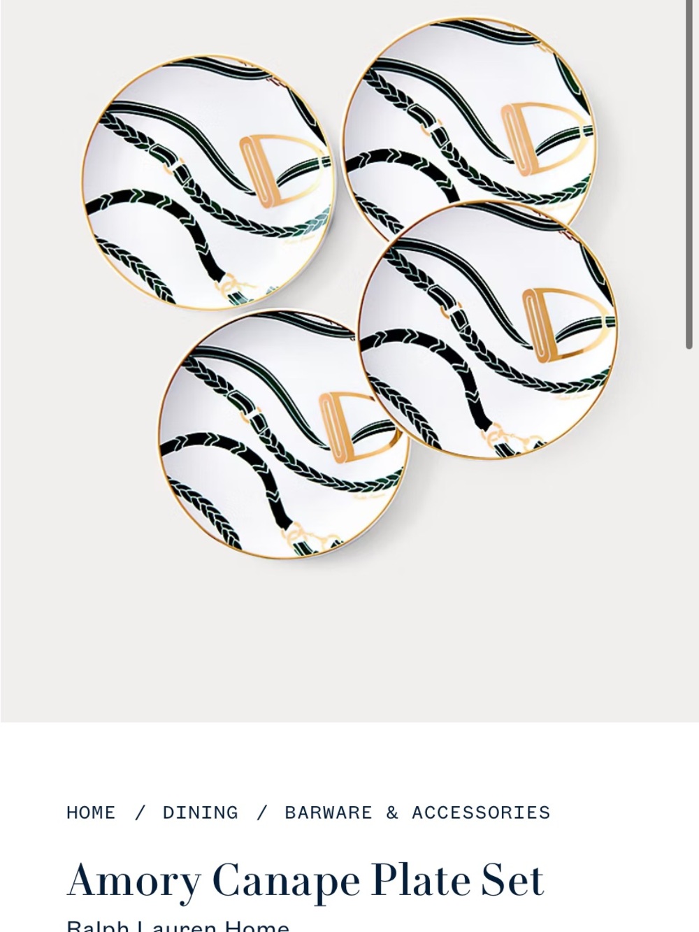Ralph Lauren Home Equestrian Canape Plate Set